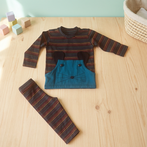 Trendy Organic Cotton Knit Fabric Zoy <b>Cat</b> <b>T</b>-Shirt and Leggings Set Beautiful Plaid Casual Style for Baby Girls - Product Image 3