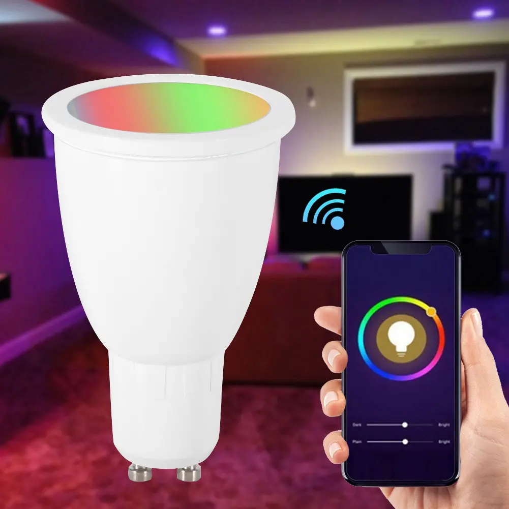 Smart WiFi LED Spot Light Bulb 6W GU10 Dimmable Spotlight RGB Work with Alexa Echo Google Home Voice/APP Control Timer