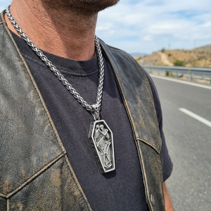 Collana da uomo in acciaio inossidabile 316L, gioielli punk, collana a forma di bara per amanti, ciondolo <span class=keywords><strong>Amore</strong></span> fino alla <span class=keywords><strong>Morte</strong></span>, all'ingrosso - Product Image 2