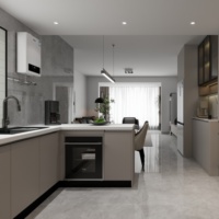Meubles de cuisine modulaires en bois MDF de conception moderne, prêts à assembler, personnalisables, fabriqués en Chine, par Aige