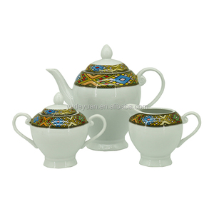 Set <span class=keywords><strong>da</strong></span> caffè etiope classico in ceramica Fine Design personalizzato <span class=keywords><strong>Saba</strong></span> 17 pezzi Set <span class=keywords><strong>da</strong></span> tè etiope - Product Image 3