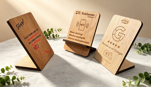 Nichen One - Letreros de Madera de Nogal Personalizables con Código QR para Restaurante, NFC, Google Display Review, Soporte NFC, Chip Ntag213, <span class=keywords><strong>Tarjeta</strong></span> de Reseñas - Product Image 2