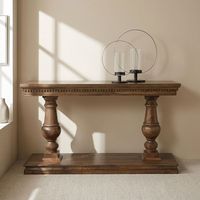 Console de style provincial français en chêne avec piétement en moulure dentelée marron pour entrée, hôtel, salon, vente en gros, OEM, sur mesure