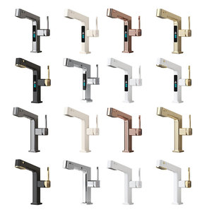 Grifo monomando para lavabo con pantalla digital, rociador extraíble, válvula de cerámica, montaje en encimera, un solo orificio - Product Image 2