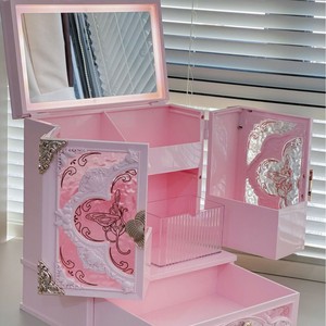 Organizador de Maquillaje Acrílico con <span class=keywords><strong>Espejo</strong></span> LED de Tres Colores, Diseño de Mariposa, Gran Capacidad, Regalo para <span class=keywords><strong>Chicas</strong></span> y Amigas - Product Image 3