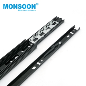 heavy duty rails runner side mounted electrophoretic black 35mm triple fold full extension kitchen <b>storage</b> cabinet drawer slide - Product Image 3
