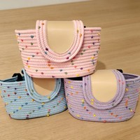 Panier de rangement pour vélo et vélo électrique, style rétro, décoré de couleurs vives, grande capacité, en corde de coton tressée, fabriqué à Linyi, modèle LX555896