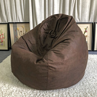 Silla de PUF de piel sintética suave de estilo moderno, sofá perezoso de espuma triturada gigante para sala de estar, funda sencilla, sofás de PUF de diseño moderno