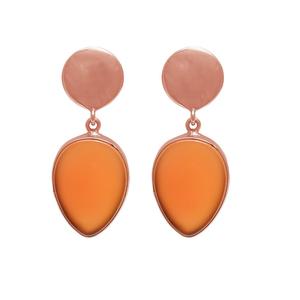 Véritable pierre précieuse cornaline en forme de poire solide. Boucles d'oreilles pendantes en argent sterling 925 plaqué or Bijoux en gros CASA DE PLATA - Product Image 3