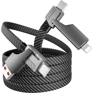 Cable de Carga Multiusos 4 en 1 de 65W con Trenzado de Nailon Plano para Uso Diario, Cable de Sincronización de Datos <span class=keywords><strong>y</strong></span> Alimentación para Laptop, Teléfono <span class=keywords><strong>y</strong></span> Tablet - Product Image 1