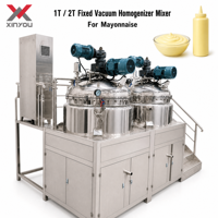 XINYOU 1T 2T Homogénéisateur Mélangeur Émulsifiant Sous Vide de Type Fixe, Agitateur pour la Fabrication de Cosmétiques et de Mayonnaise