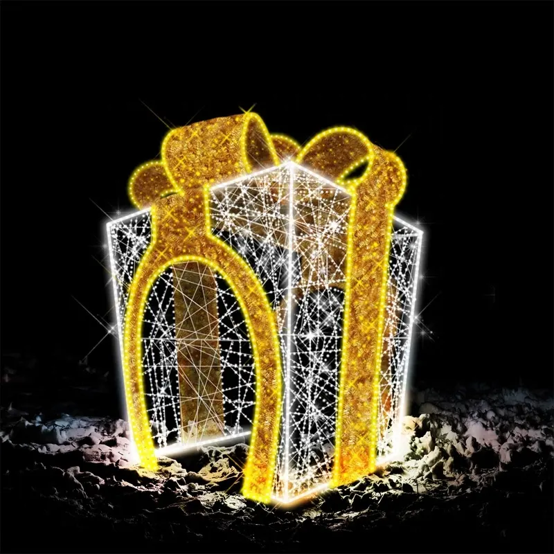 Guirlande géante lumineuse à Motif LED, boîte cadeau, décoration de noël pour les événements en plein air, décoration de centre commercial