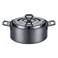 Mini-marmite commerciale 3 plis en acier inoxydable avec couvercle, finition martelée, double poignée, compatible induction, pour shabu-shabu