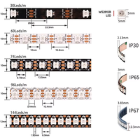 DC5V WS2812B Bireysel Adreslenebilir RGB LED Şerit 60LEDs/m 144LEDs/m IP30 Arduino için DIY Bar KTV Parti Ev Dekor Aydınlatma