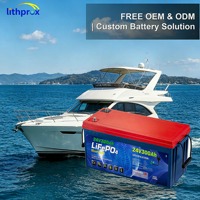 Batterie LiFePO4 à décharge profonde 25.6V 300AH Grade A pour bateau marin avec BMS intelligent Bluetooth M8 Terminal 6000 cycles CE RoHS IP67 OEM ODM