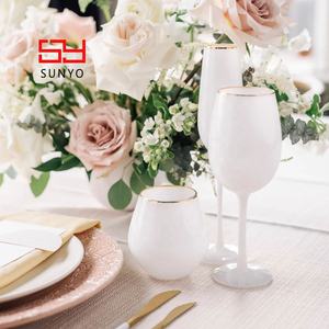 Gobelet en verre <span class=keywords><strong>Gin</strong></span> Tonic personnalisé à longue tige, couleur noir blanc, pour mariage, vin rouge, verre à boire avec bordure dorée - Product Image 5