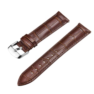 Bracelet de montre 20 mm noir et marron en cuir véritable d'alligator et de vache, faible MOQ en stock, sangles en cuir authentique - Product Image 3