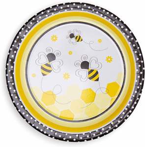 Assiettes en papier modernes de 9 pouces sur le thème des abeilles pour révélation du sexe, fête prénatale et fournitures de fête d'anniversaire - Fournitures sur le thème des abeilles - Product Image 4