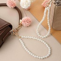 Dragonne porte-clés en fausses perles, lanière perlée pour porte-clés, perles blanches, accessoires de sac, sangle de sac à main