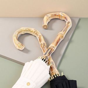 <b>Large</b> Wooden J Handle Rain-Resistant Pongee Long <b>Umbrella</b> for Two Classic Straight Design Quick Delivery for Travel - Product Image 5
