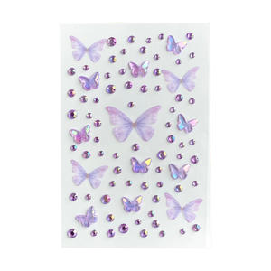 Autocollant de maquillage décoratif pour le visage, effet <span class=keywords><strong>tatouage</strong></span> géométrique <span class=keywords><strong>3D</strong></span> en strass, ultra-brillant, gaufré, auto-adhésif, en tulle papillon - Product Image 5