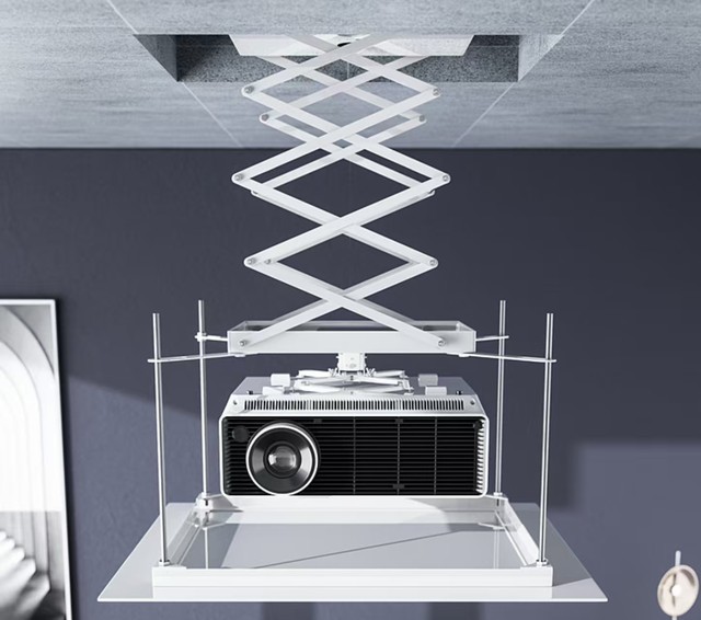 Electric Motorized Projector Mount 2.5M Ceiling Motorized Projector Lift Remote Control for Office Home Loading Capacity 20KG
