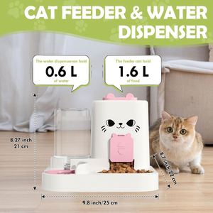 เครื่องให้น้ำสัตว์เลี้ยง 2 in 1 สำหรับแมว พลาสติกแข็งแรง กันน้ำ แบบกดมือ - Product Image 2