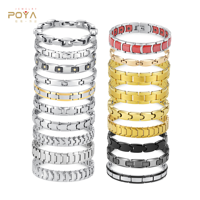 Poya Health Care Therapy Blood Pressure Control Pure Tungsten Carbide Magnetic Bracelets for Men
