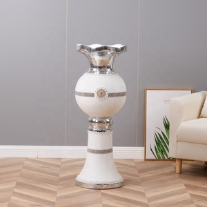 ROYAUME-UNI Design De Luxe Blanc Argent <span class=keywords><strong>Vase</strong></span> Personnalisé Pas Cher Grand Plancher <span class=keywords><strong>Vase</strong></span> à Fleurs pour Mariage - Product Image 1