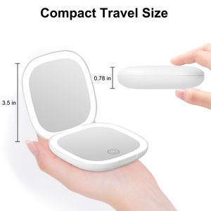 Xách Tay LED 2-Mặt Chiếu Sáng Trang Điểm Gương 1X 10x Nhỏ Gọn Gấp Thiết Kế Cho Túi Xách Túi Du Lịch Thân Thiện Nhỏ Gương - Product Image 6