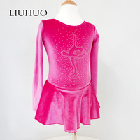 LIUHUO Robe de danse pour filles patinage artistique pour la compétition Ballet Costumes en strass