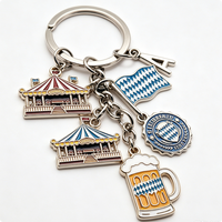 Porte-clés vintage en alliage de zinc avec breloques drapeau et carrousel, souvenir de Munich