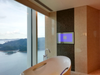 Espejo de Baño con TV de 27 Pulgadas, Impermeable, Antivaho, IP65, Sistema Android, Personalizado para Hoteles de Lujo Estándar Hyatt