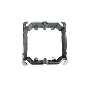 4" Square 2-Gang Galvanized Steel Raised Adjustable Square Box Mud Ring Silver Drawn For Box Adjustable Plaster Ring