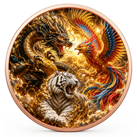 Médaille de collection en métal 3D à double face, 1 oz, en cuivre 999, représentant des créatures mythiques en bataille, avec relief haut et finition UV colorée effet proof-like