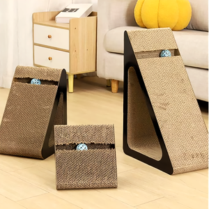 Petcheer Thân Thiện Với Môi Thêm Lớn Chịu Mài Mòn Carton Tam Giác Dọc Claw Trụ Cột Mèo <span class=keywords><strong>Scratcher</strong></span> Với Đồ Chơi Bóng - Product Image 6