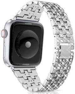 HuaMJ Manchette <span class=keywords><strong>Bracelet</strong></span> <span class=keywords><strong>Bracelet</strong></span> Bling strass <span class=keywords><strong>Bracelet</strong></span> Femmes Glacé Bracelets De Montre En Métal avec Charmes Pour <span class=keywords><strong>Apple</strong></span> <span class=keywords><strong>watch</strong></span> - Product Image 2