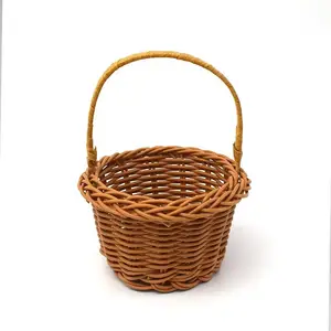 Rattan Woven Mini Flower Basket Decoration Toy Miniature Landscape Decoration