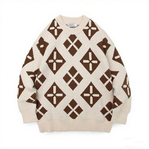 Áo len nam cổ tròn dệt jacquard tay dài OEM, họa tiết đơn giản, in logo tùy chỉnh, thích hợp cho mùa đông - Product Image 1