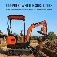 Promotion : Mini-excavatrice sur chenilles EL12 800 kg avec moteur Koop, godet de 0,03 m, pompe hydraulique et multiples accessoires pour une profondeur de fouille élevée