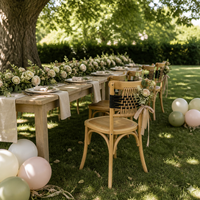 Chaise de jardin en bois massif MULIGNA avec dossier en toile tissée pour mariage en plein air, hôtel, terrasse, restaurant, café et bistrot