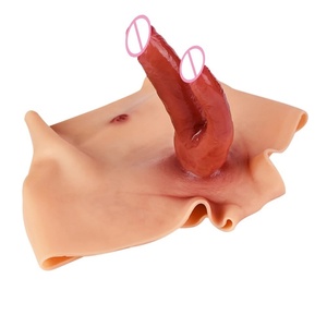 FAAK Silicone Pants With Double <b>Dildo</b> Wearable Cock Penis Realistic Skin Pants Strecthable Sex Toys for Adult Cosplay - Product Image 4