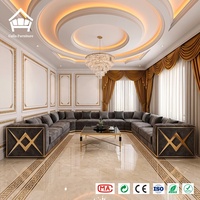 Ensemble de canapés sectionnels en velours de luxe moderne avec garniture dorée pour penthouse, mobilier sur mesure pour designer d'intérieur, service tout-en-un