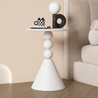 Mesa Auxiliar Redonda Pequeña Color Crema, Mesa Auxiliar de Estilo Minimalista Moderno para el Dormitorio, Mesa de Centro para Sala de Estar al por Mayor