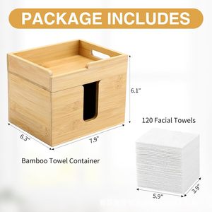 Wooden Cosmetic Organizer <b>Box</b> With Tissue Holder For Bathroom Vanity <b>Makeup</b> Storage Eco-Friendly Bamboo Design - Product Image 4