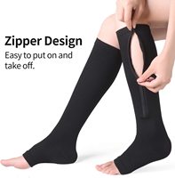 Chaussettes de compression à fermeture éclair pour le fitness, soutien de la circulation sanguine, compression des jambes, genouillères, chaussettes de sport à bout ouvert, réduction de la douleur, chaussettes de compression