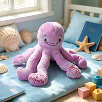 Peluche Pieuvre Violette Personnalisée, Jouet en Peluche Doux avec Logo Brodé, Vente en Gros, Jouets pour Bébés, Cadeaux Personnalisés en Peluche pour Enfants