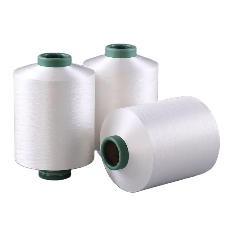 DTY 150D/144F Yarn Raw white color and black Polyester Poy Covered Spandex Yarn