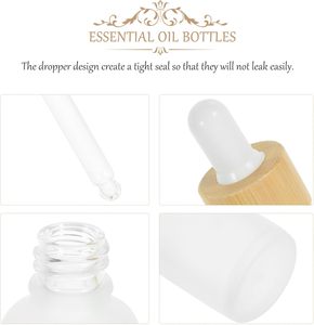 10ml 15ml 20ml 30ml 50ml 100ml 200ml Frosted Black Coloured Glass <b>Dropper</b> Essential Oil <b>Bottle</b> With Bamboo Cap - Product Image 4