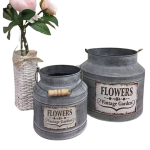 Vente en gros de pots en zinc pour l'intérieur et l'extérieur, pots de fleurs galvanisés pour le jardin, décoration de la maison et du jardin, jardinière en métal - Product Image 4